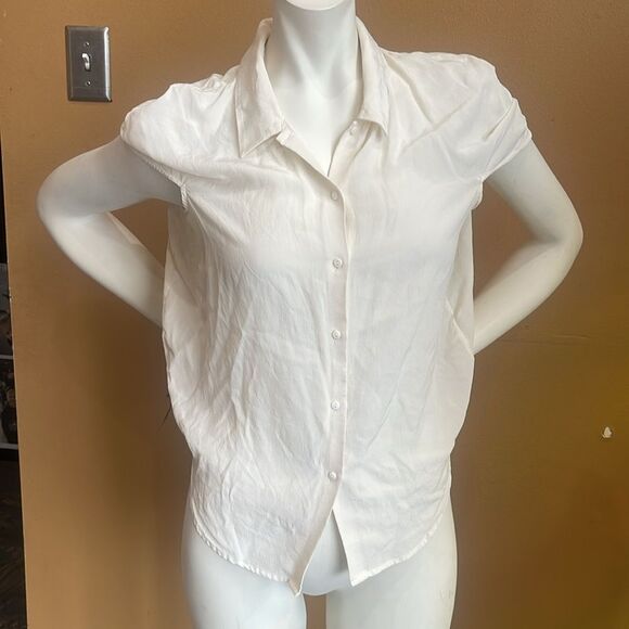 HABITUAL Lennon 100 % Silk Blouse Ivory Size Small - Picture 4 of 14